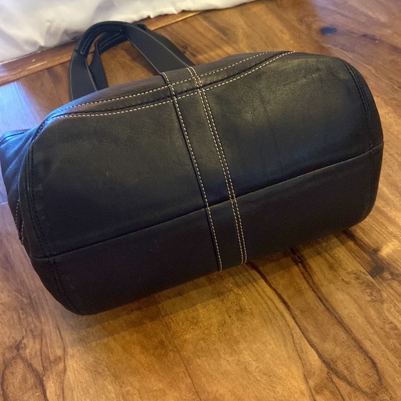 Coach large black leather shoulder bag tote - Picture 6 of 13